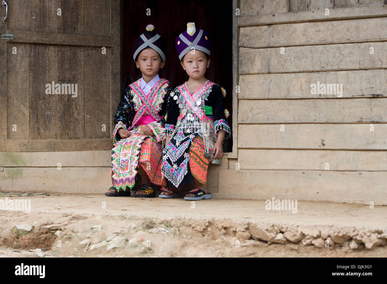 fille de Hmongs au Laos Banque D'Images