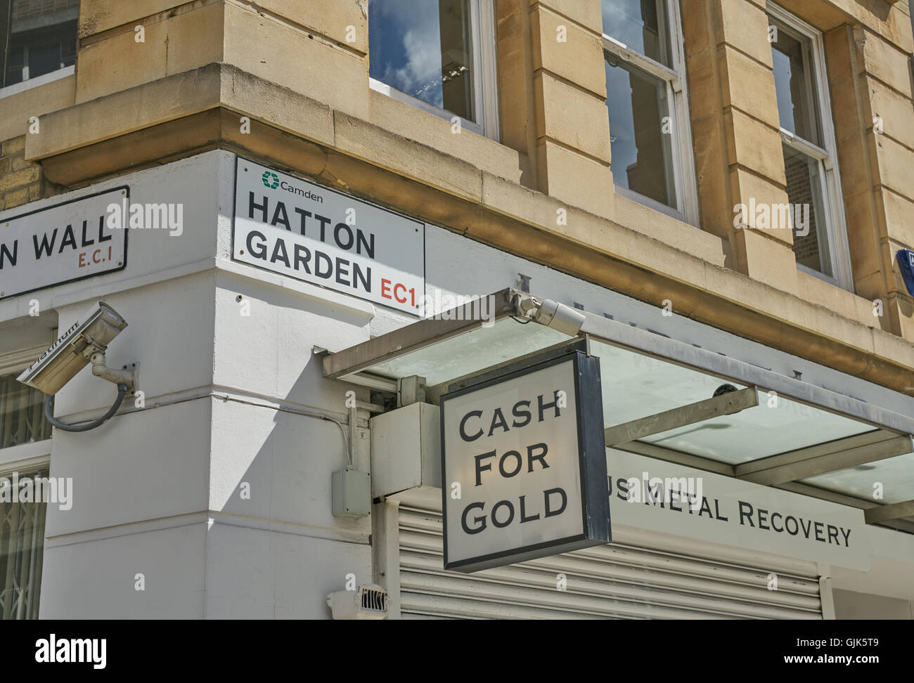 Hatton Garden à Londres, de la récupération des métaux, l'or shop Banque D'Images