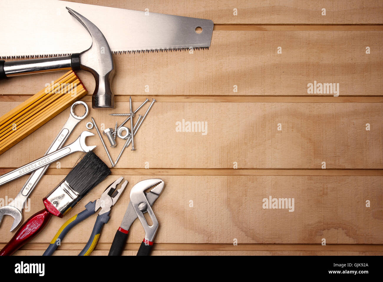 Outils de travail sur bois assortis Banque D'Images