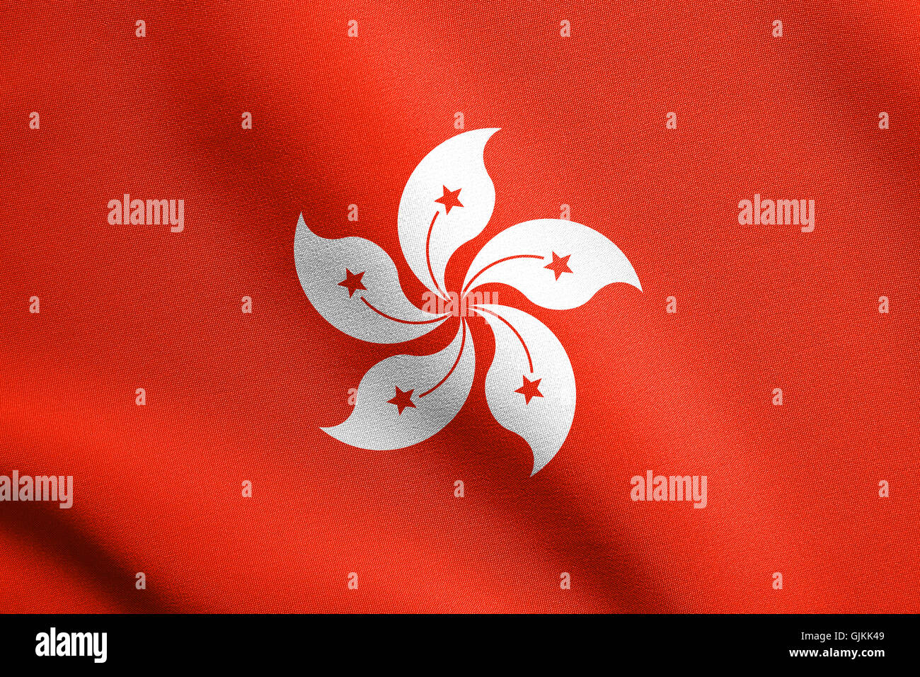 Pavillon de Hong Kong dans le vent avec texture tissu détaillés. Hong Kong est la région administrative spéciale de la' Banque D'Images