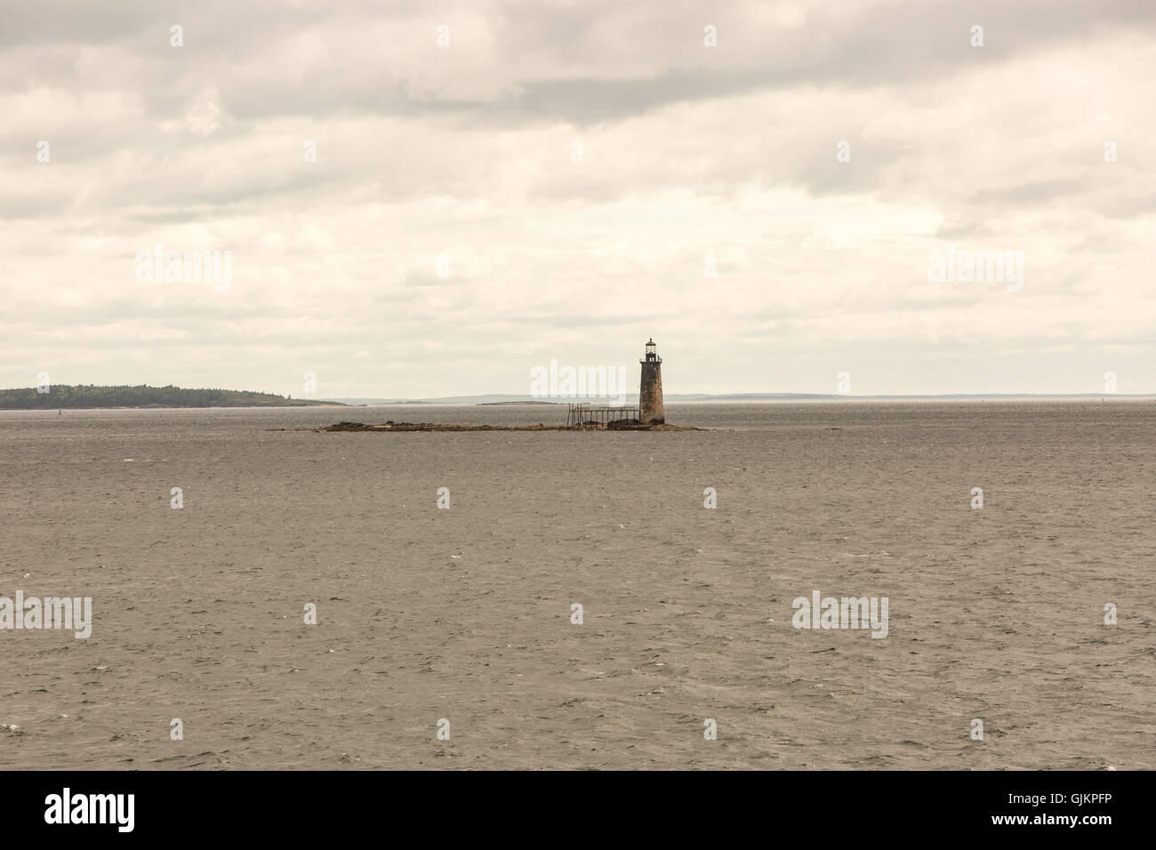 Ram Island Ledge Phare. Casco Bay, Maine Banque D'Images