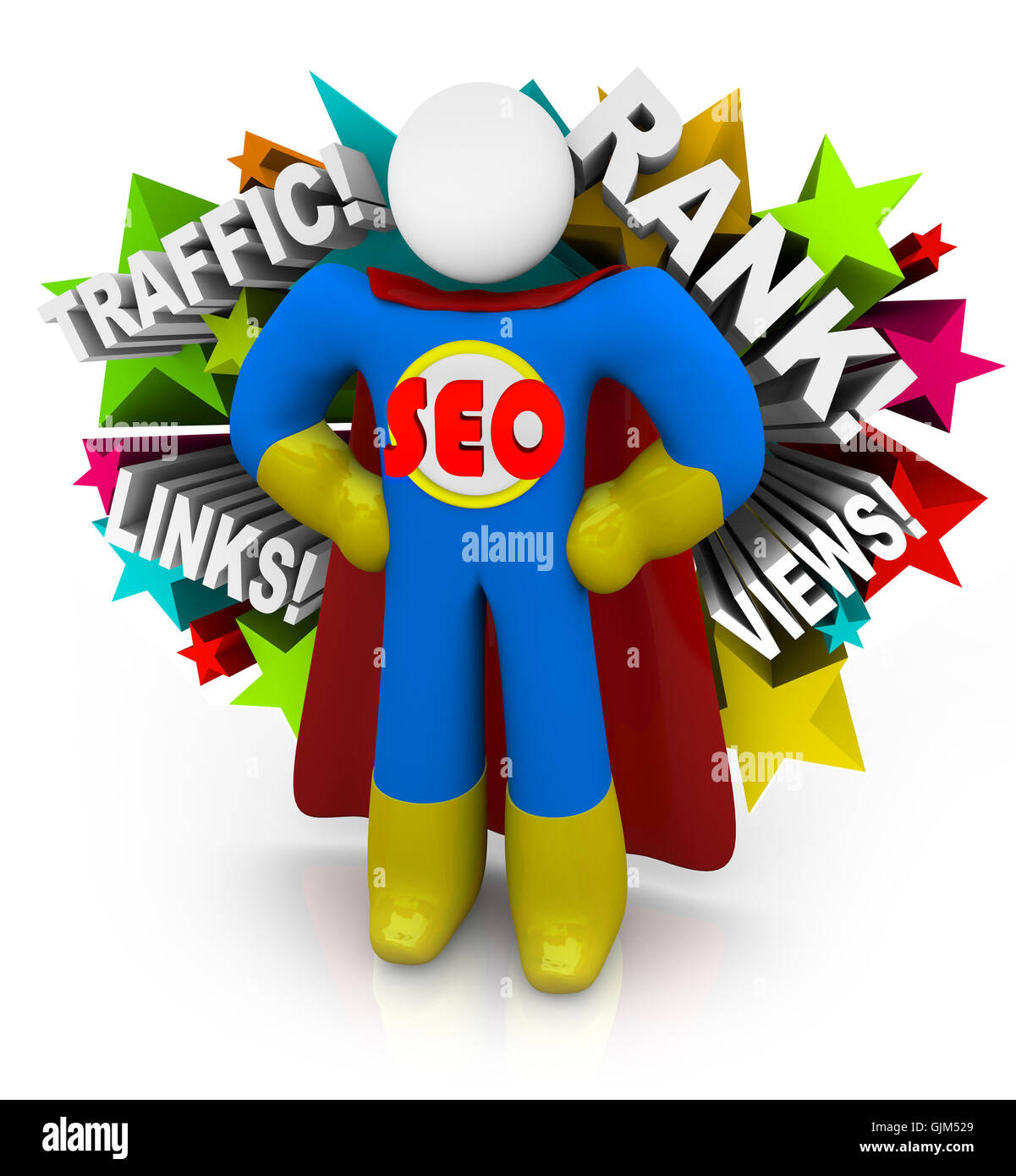 SEO Consultant super-héros des avis sur l'amélioration de résultats Web Banque D'Images