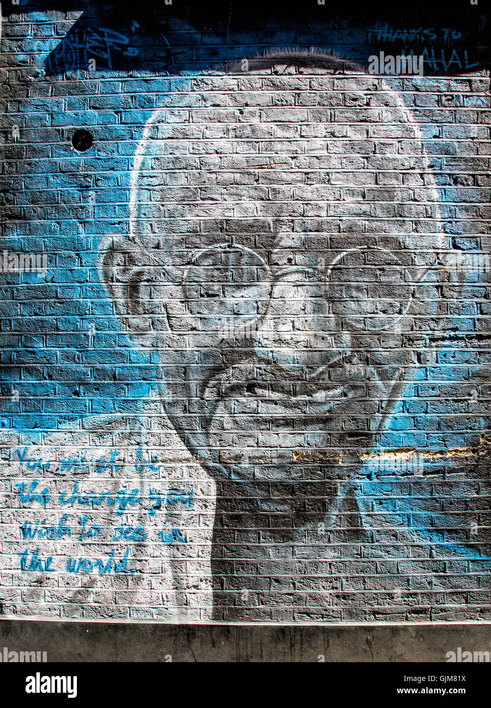 Des graffitis de rue Gandhi London UK Banque D'Images