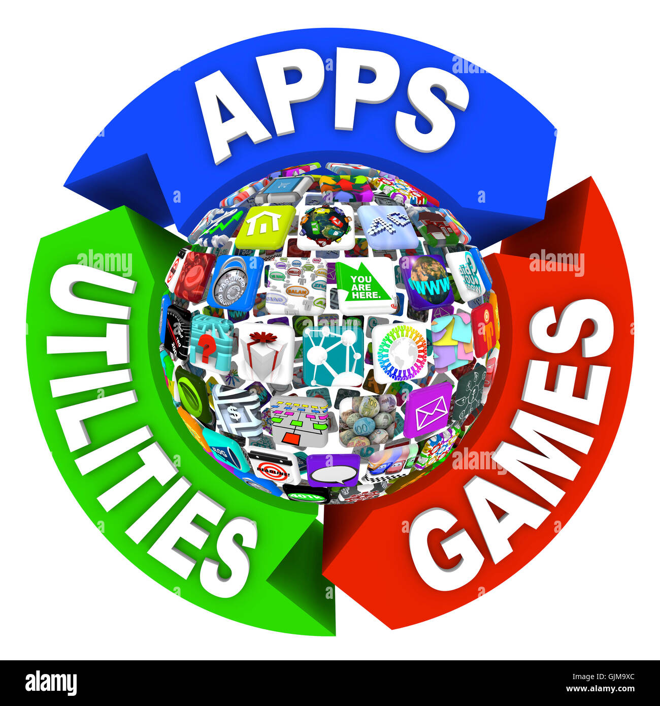Sphère d'apps dans le schéma de l'Organigramme Banque D'Images