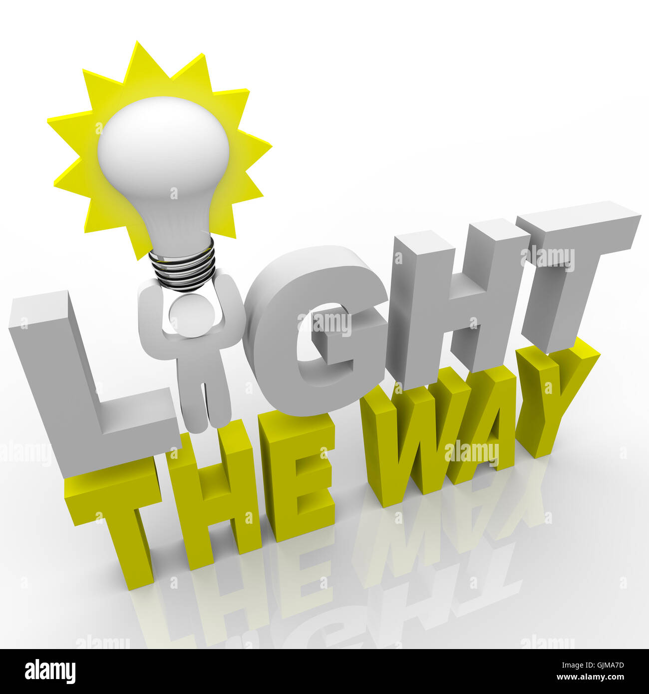 Light the Way - Leader avec des feux de direction pour le succès de l'ampoule Banque D'Images
