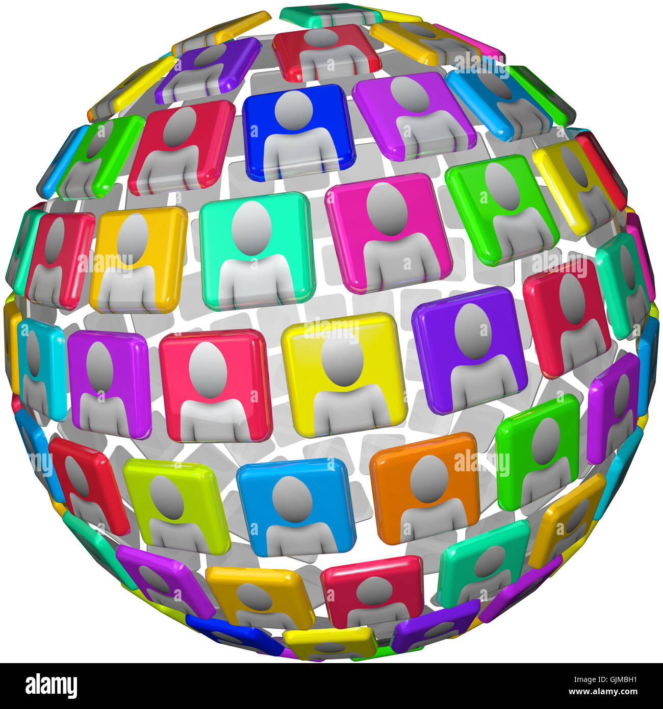 Les gens en modèle sphérique - Réseau Social Global Sphere Banque D'Images