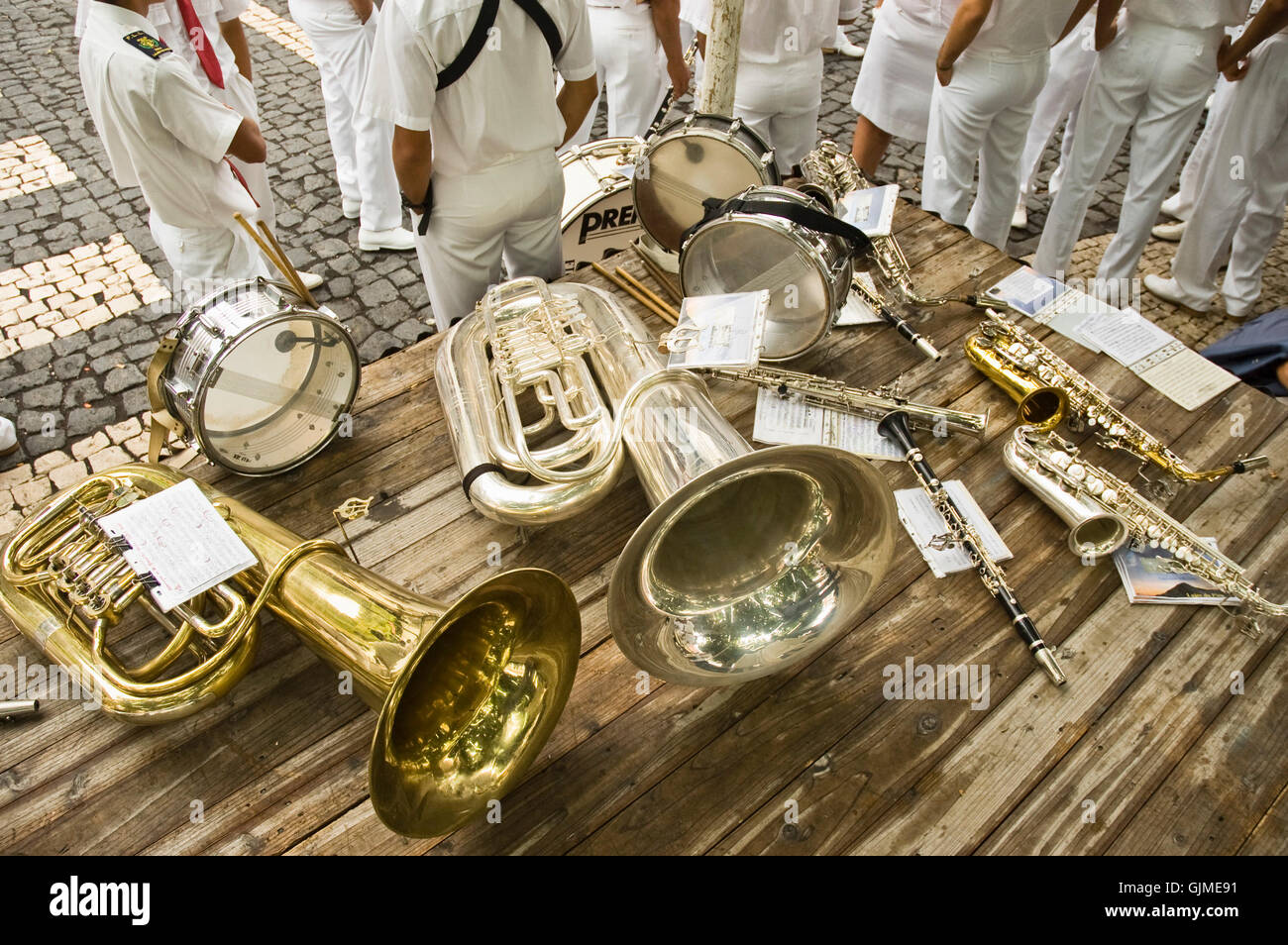 Musicien saxophone laiton Banque D'Images