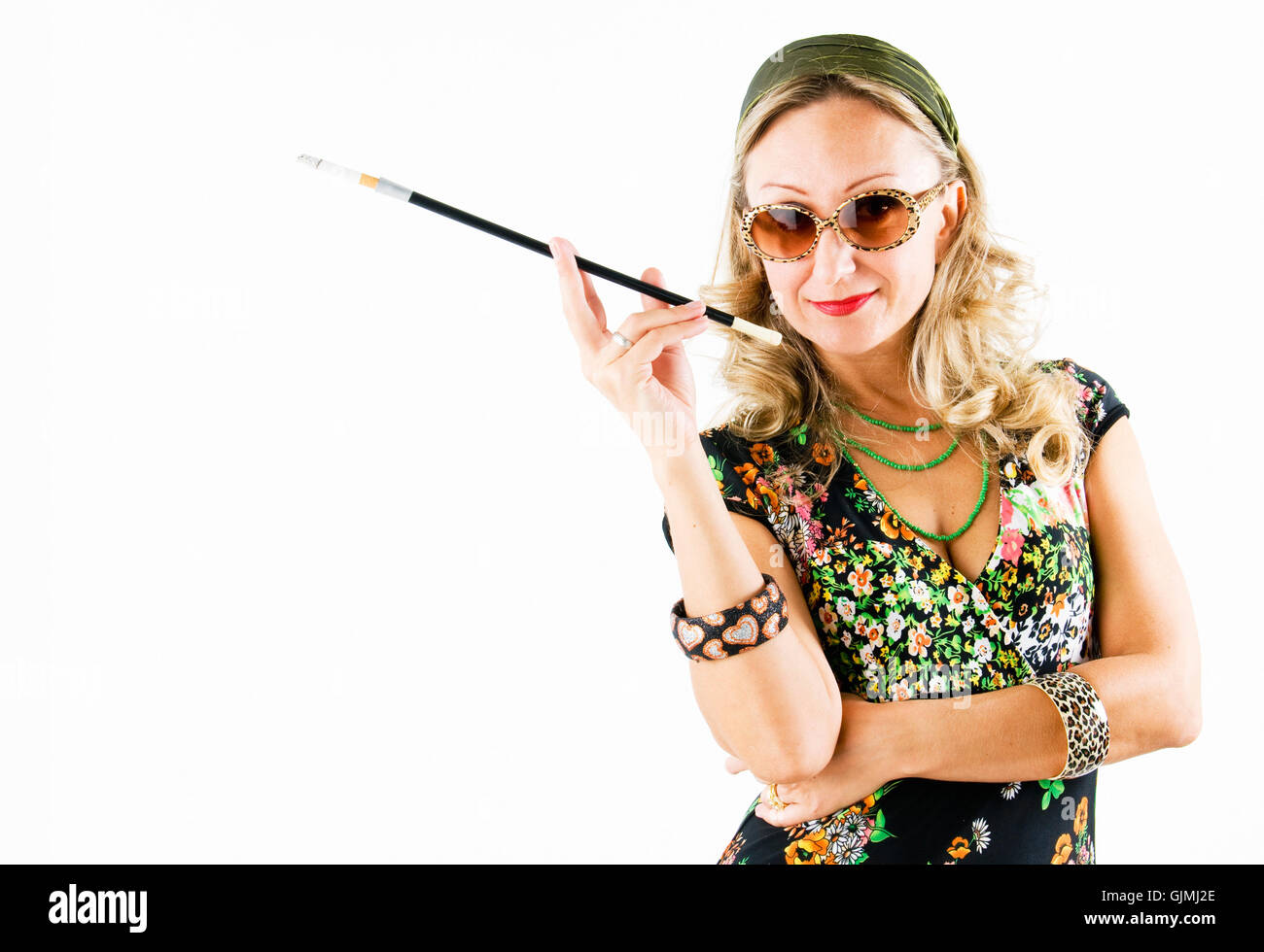 Femme retro cigarette Banque D'Images