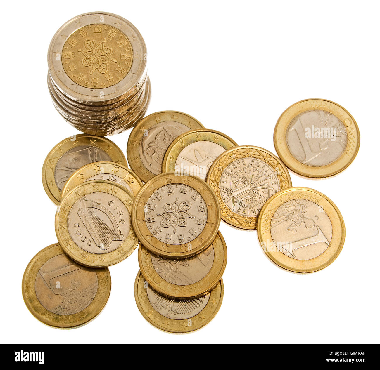 Pièces en euro de l'argent Banque D'Images