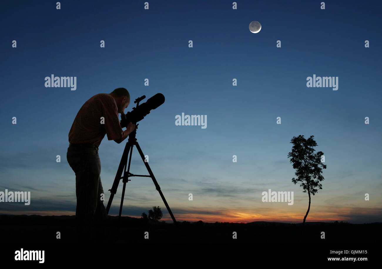 Coucher du soleil télescope crépuscule Banque D'Images