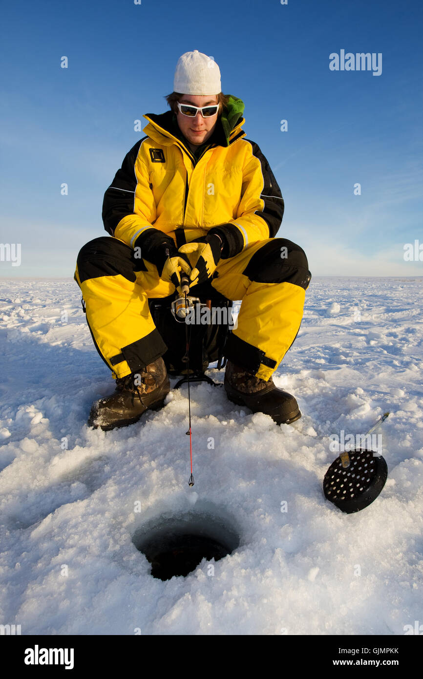 Hobby pêche congelée Banque D'Images