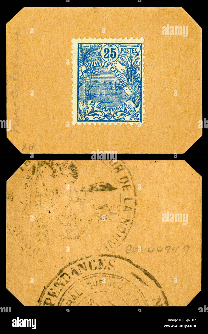 Une pièce de 25 centimes de Nouvelle-Calédonie, émise entre 1914 et 1923. Cette pièce représente la monnaie utilisée pendant la période coloniale française en Nouvelle-Calédonie. Banque D'Images