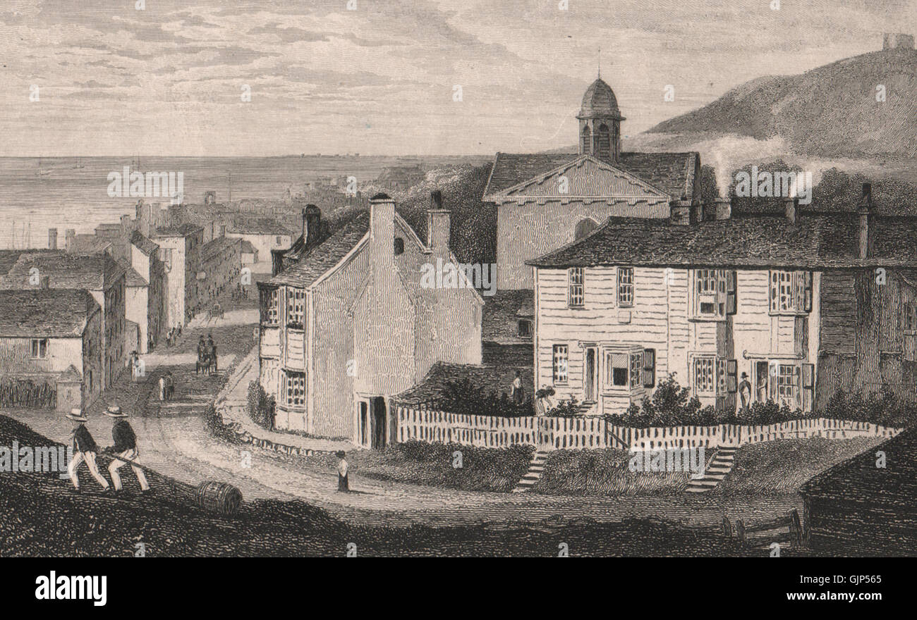 Sandgate, Kent, avec la nouvelle chapelle, à partir de la route de Folkestone. SHEPHERD, 1829 Banque D'Images