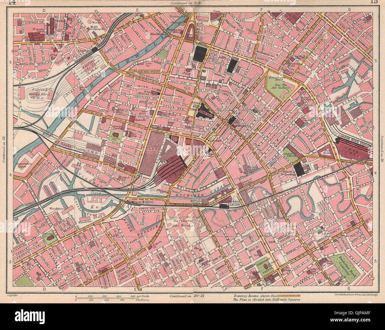 Centre-ville de Manchester. Quartier Nord 874-6448 Salford Gay Village, 1927 map Banque D'Images