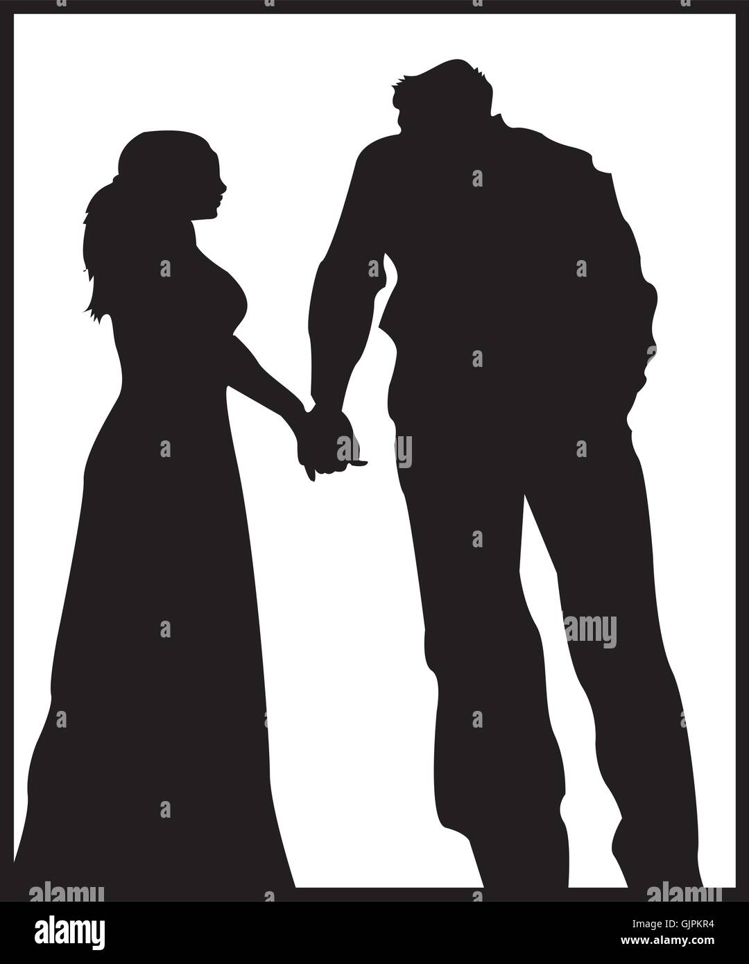 Woman & Man Holding Hands V2 Illustration de Vecteur