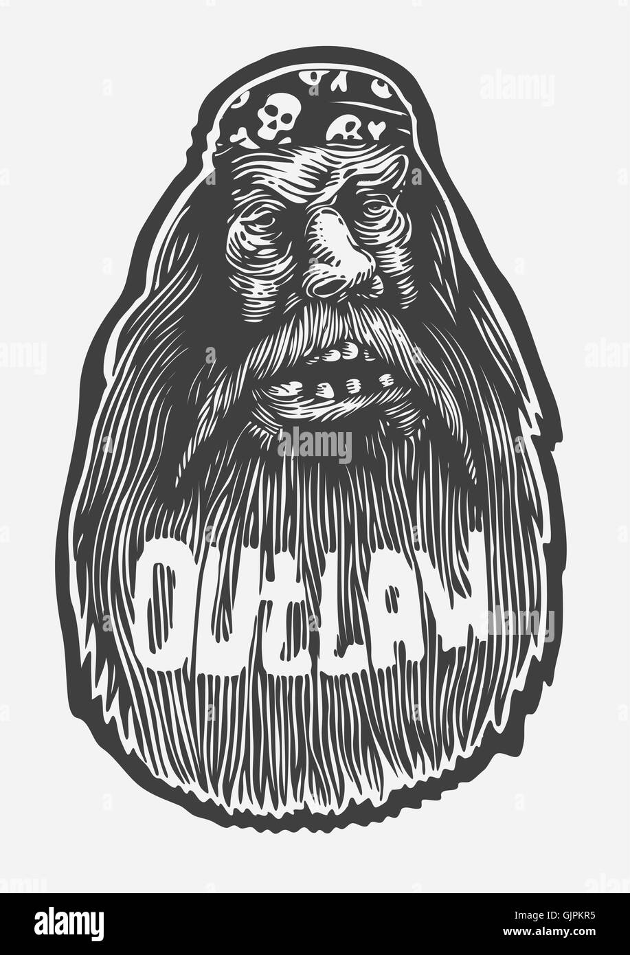 Outlaw biker avec barbe Illustration de Vecteur