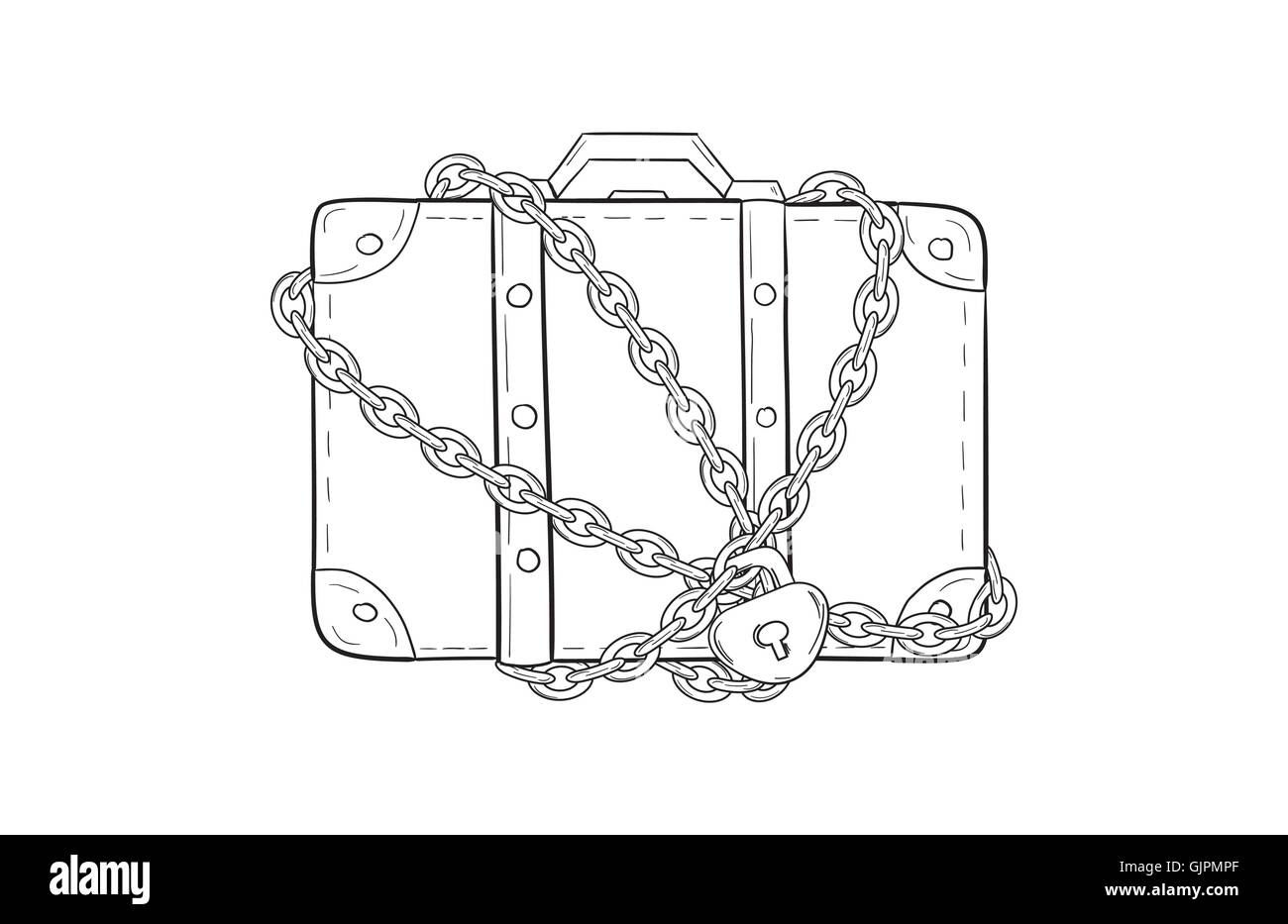 Valise avec serrure et chaîne Illustration de Vecteur Valise avec serrure et chaîne Illustration de Vecteur