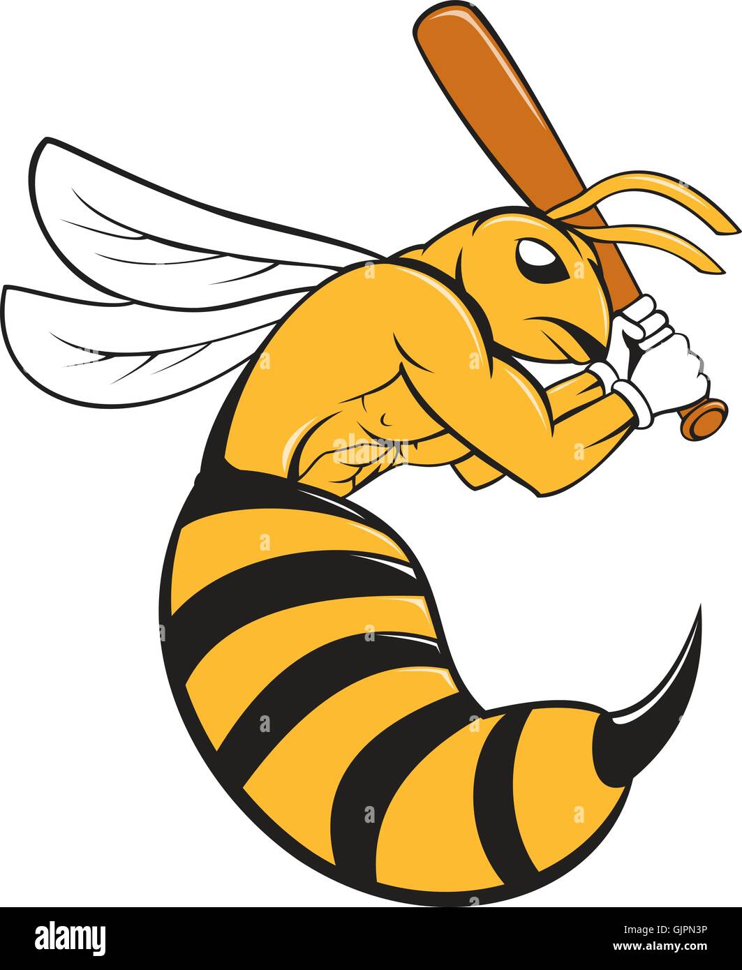 Killer Bee Baseball bat Cartoon Illustration de Vecteur