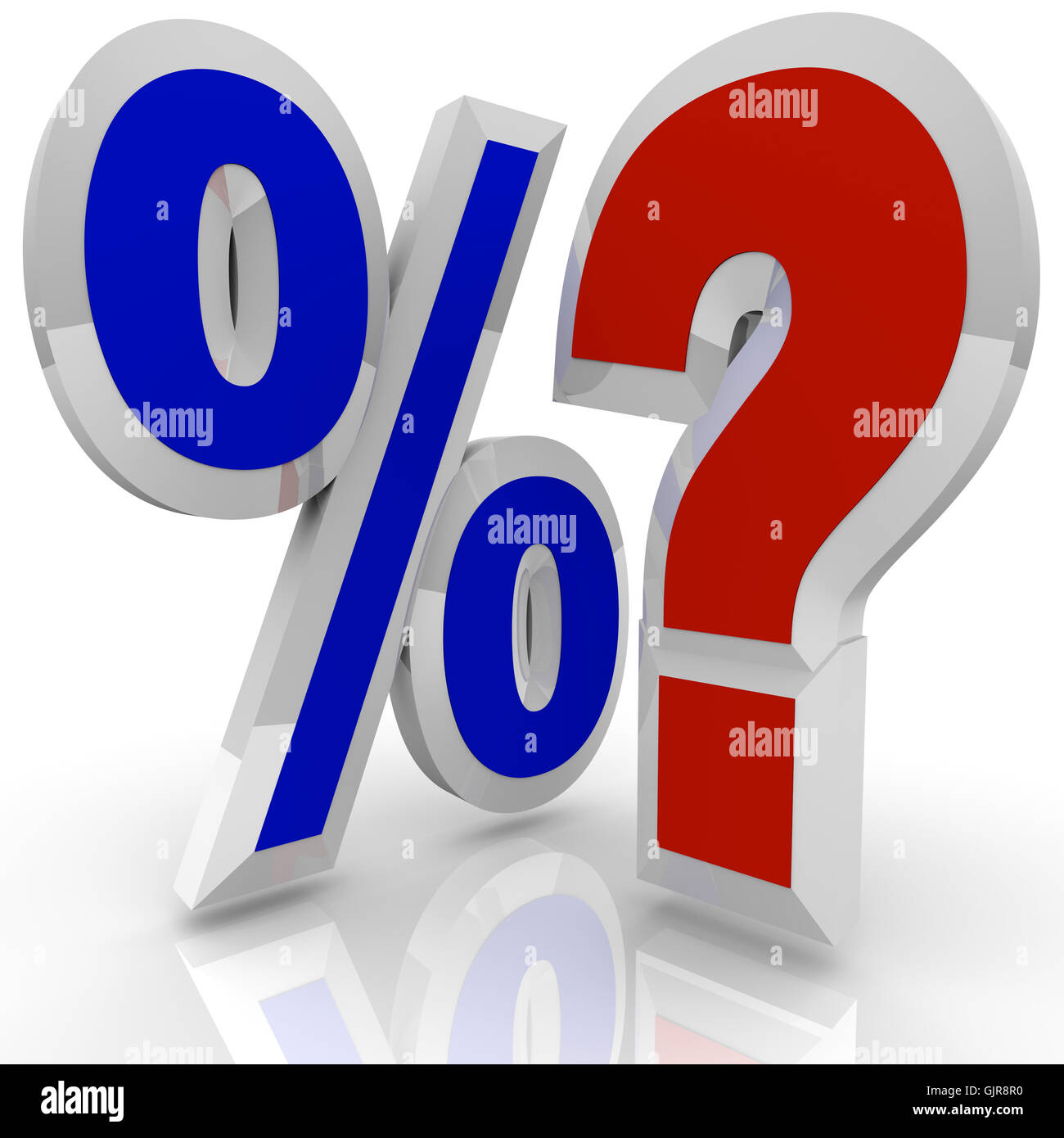 Signe de pourcentage et Question mark - à la recherche de meilleur taux Banque D'Images