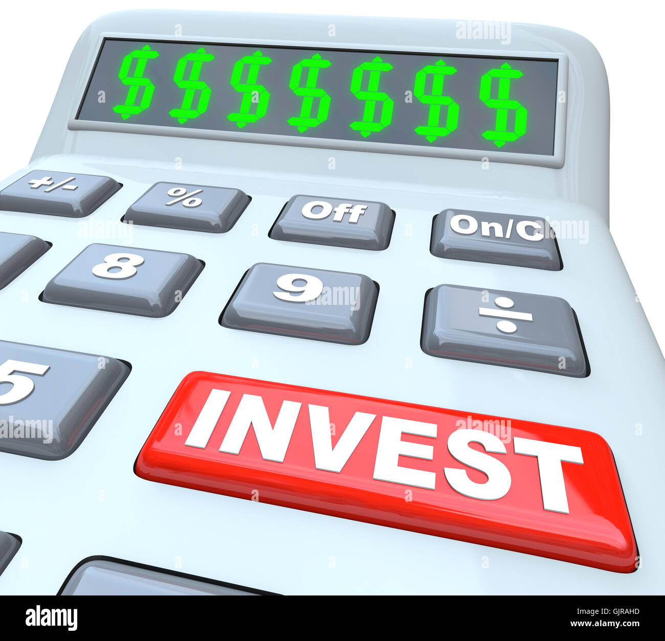 Argent et investir mot sur Calculatrice Banque D'Images