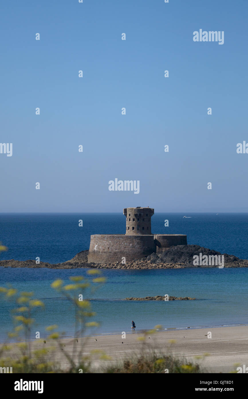 Vue panoramique de la tour de Rocco,St.Ouens Bay, Jersey, Channel Islands Banque D'Images