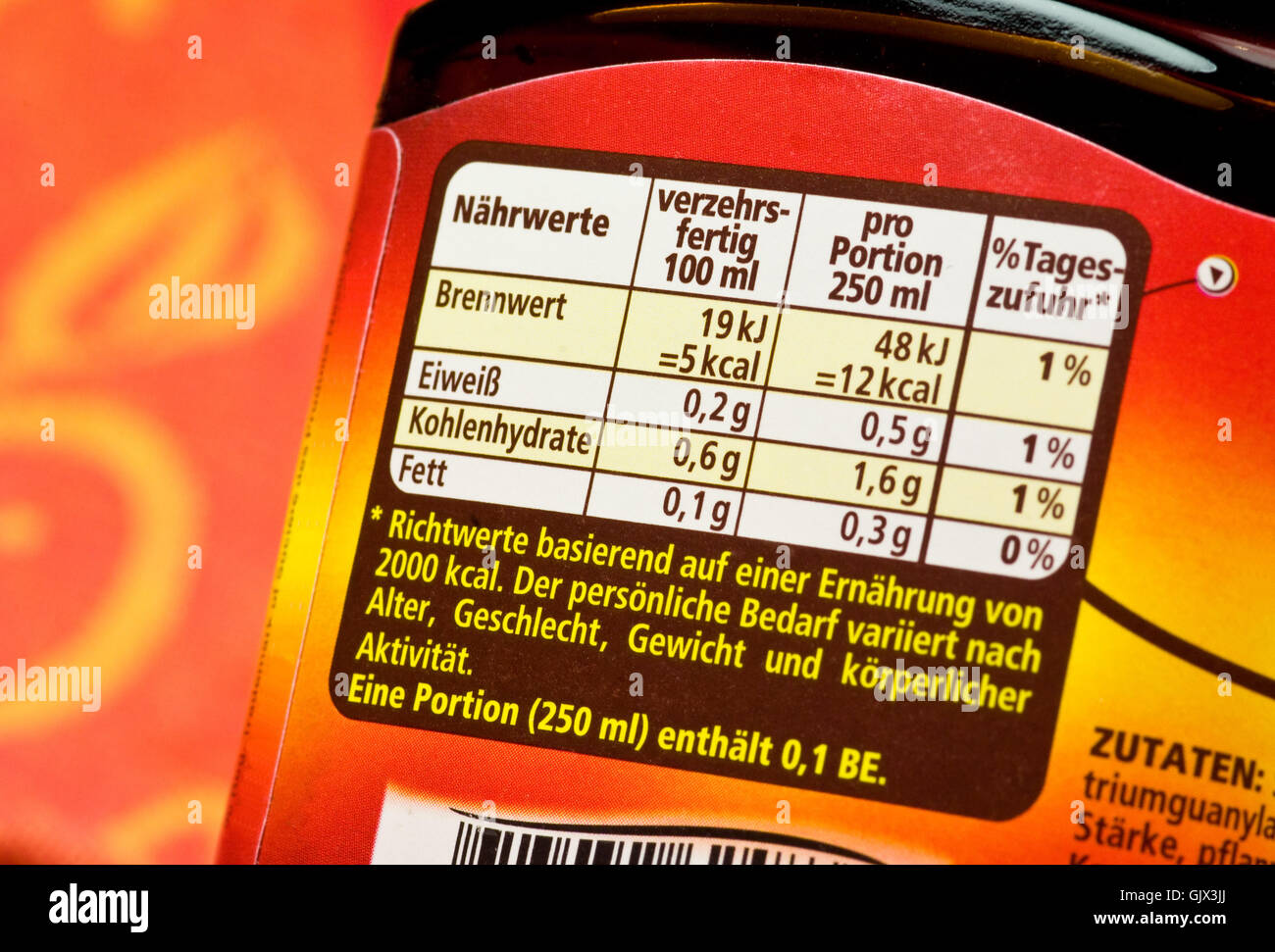 Pour régimes calories joule Banque D'Images