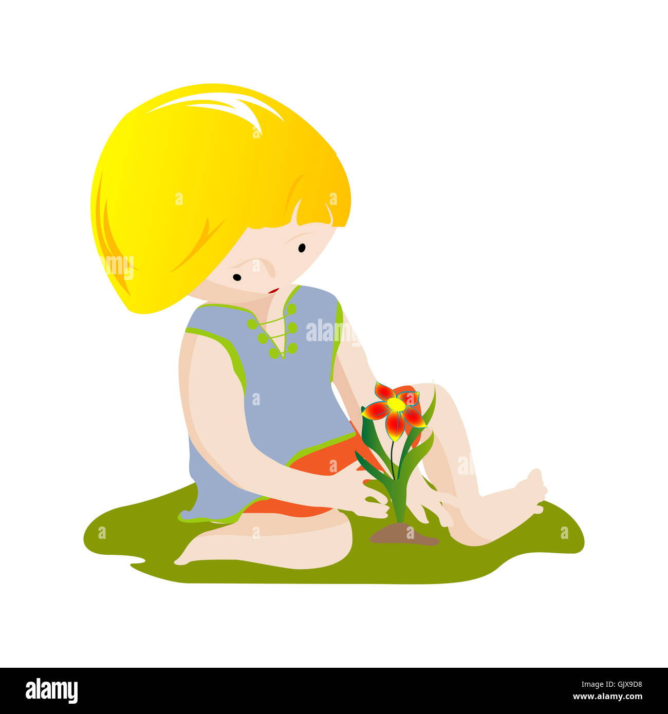 Garçon avec fleur Banque D'Images