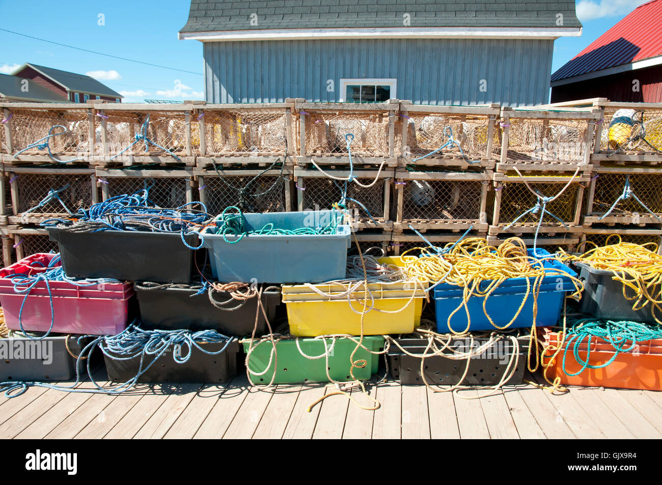 Les casiers à homards dans North Rustico - Prince Edward Island - Canada Banque D'Images
