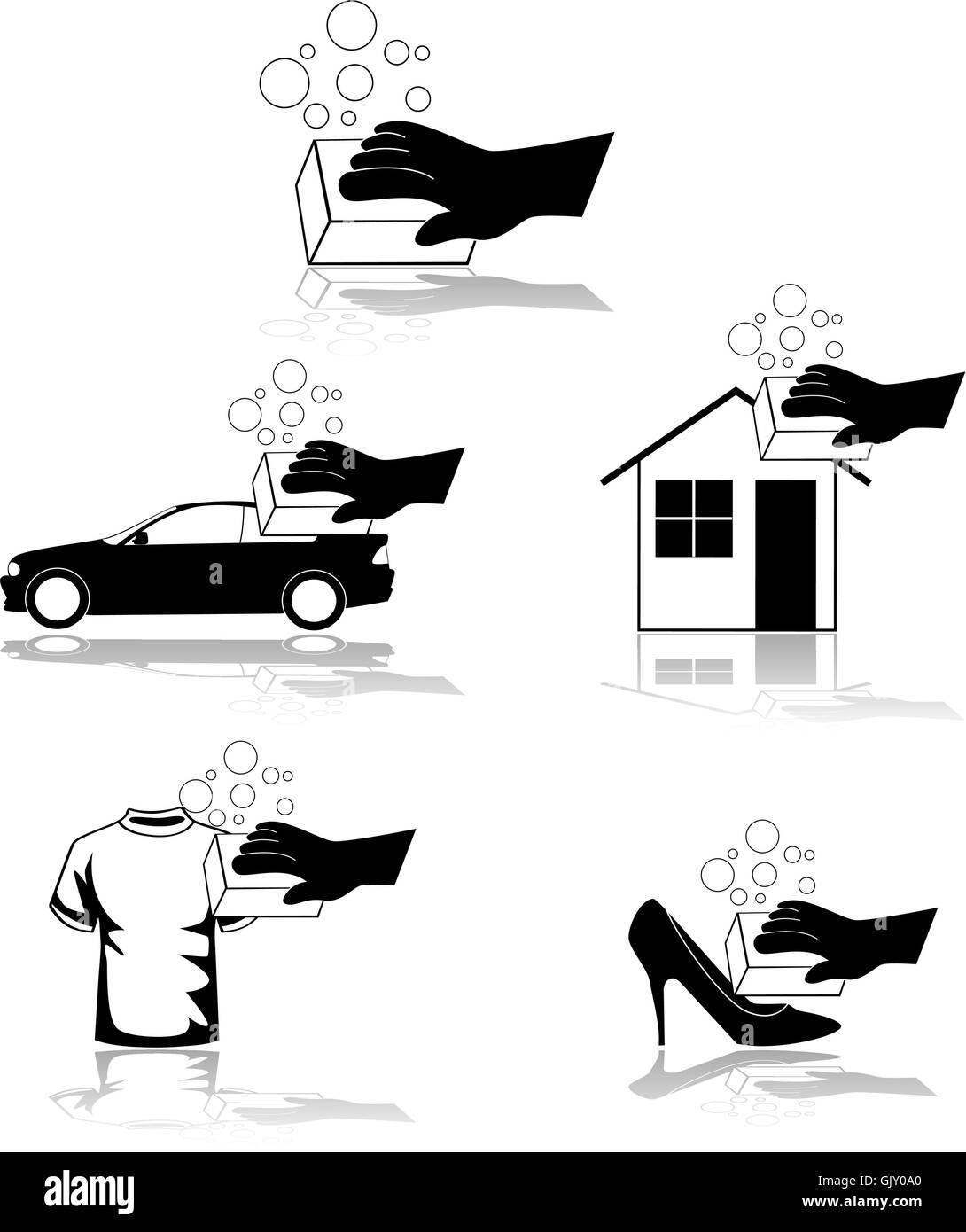 Nettoyage des icônes Illustration de Vecteur