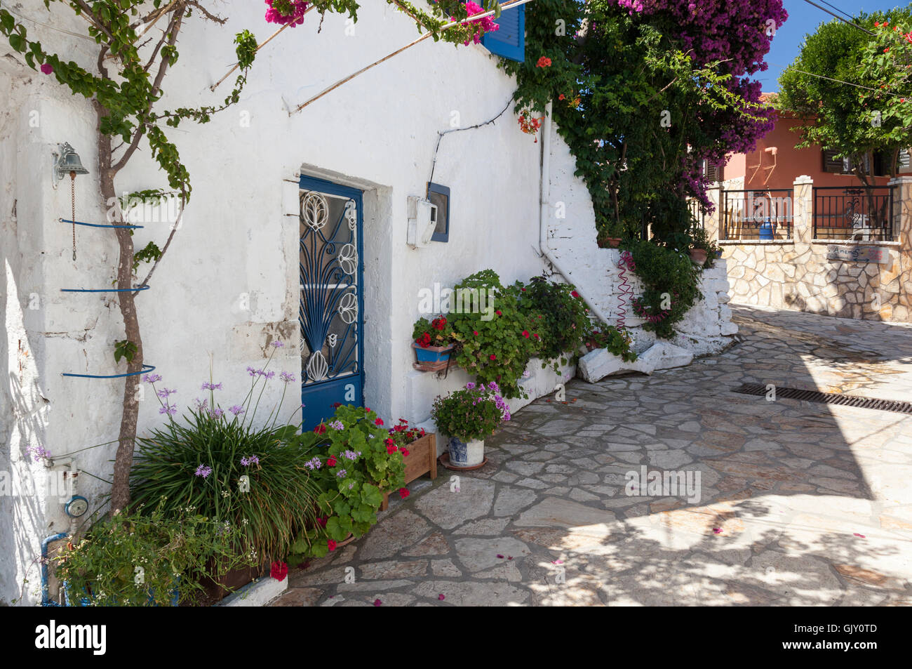 Une maison dans le village de Afionas, Corfou, île Ionienne, îles grecques, Grèce Banque D'Images