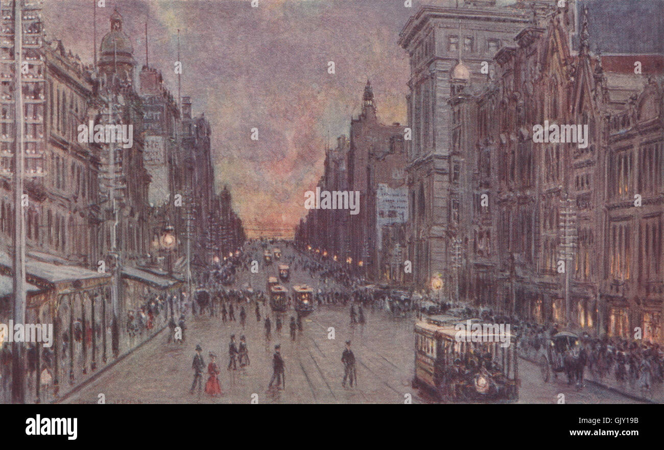 Melbourne Collins Street Melbourne Par Percy Spence L Australie 1910 Imprimer Photo Stock Alamy