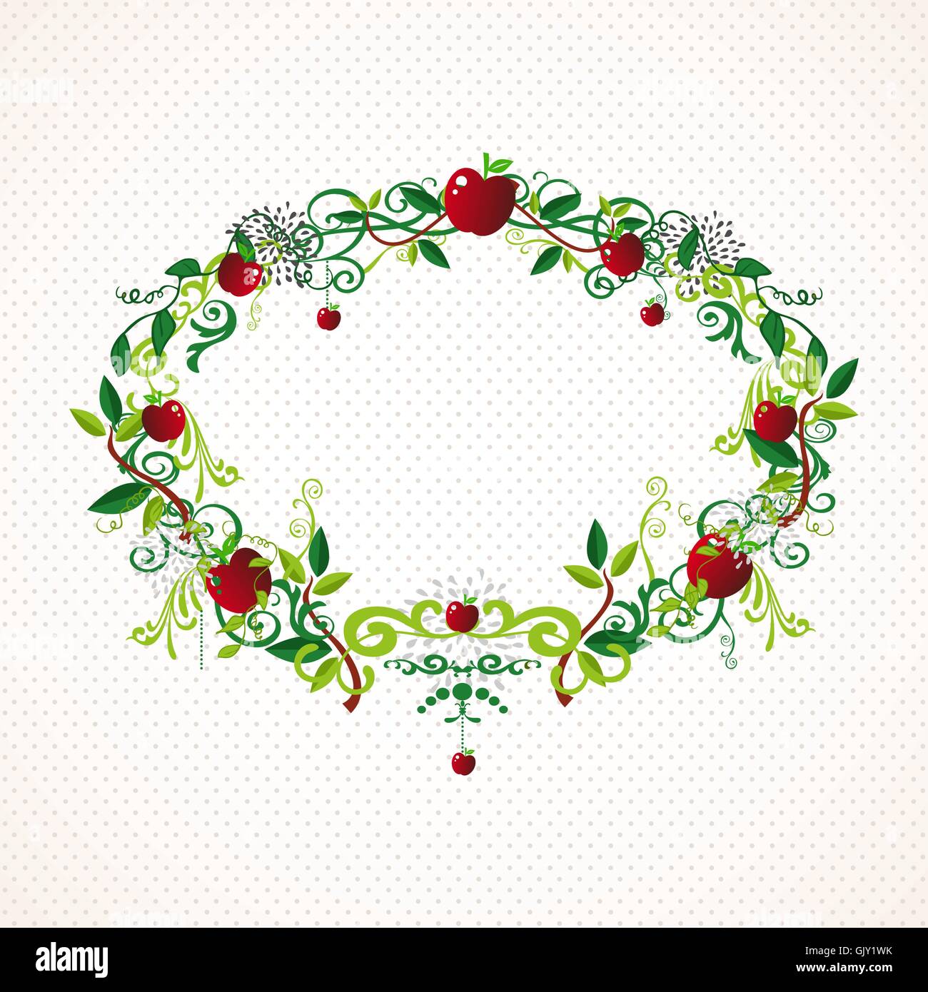 Red Apple wreath cute illustration Illustration de Vecteur