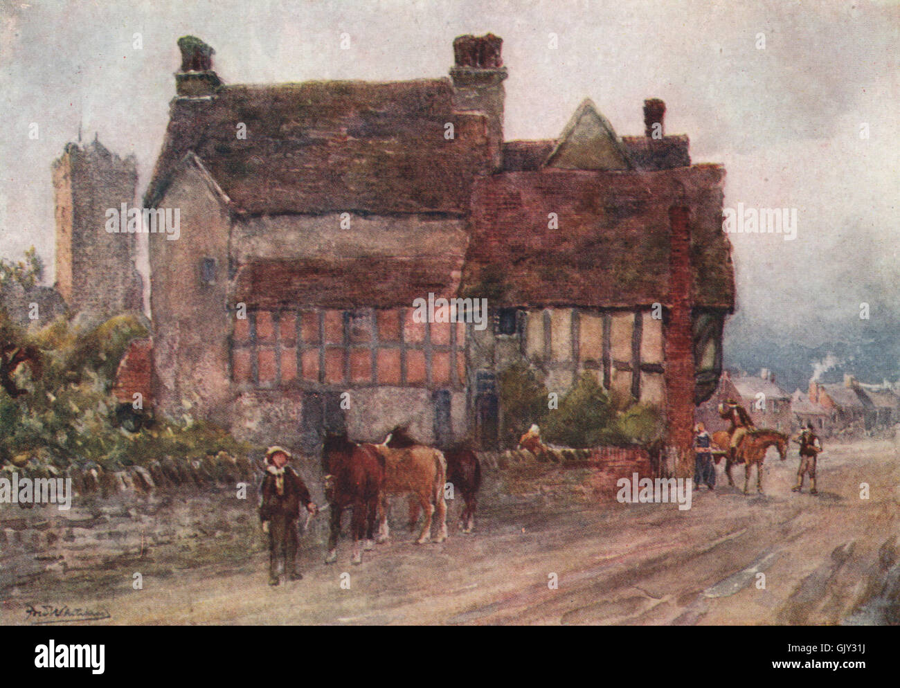 'Drunken Bidford'' par Frederick Whitehead. Le Warwickshire, antique print 1906 Banque D'Images