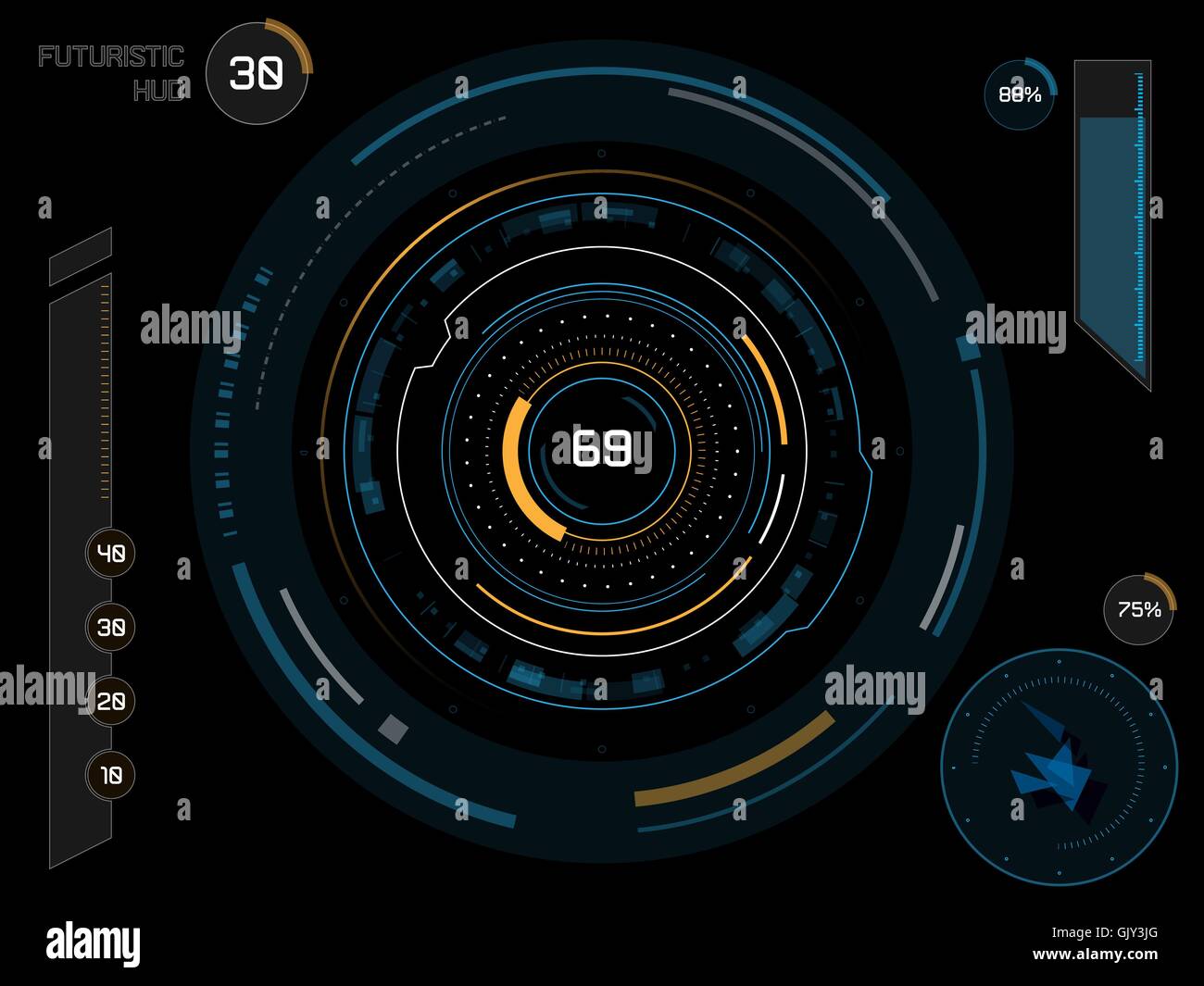 Interface utilisateur futuriste HUD Illustration de Vecteur