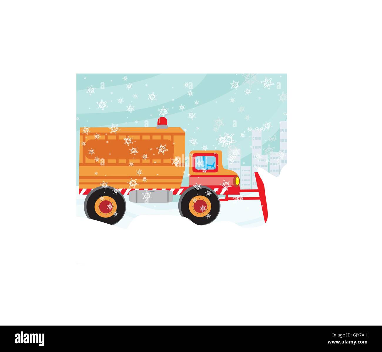 Au cours de l'opération de déneigement. Illustration de Vecteur