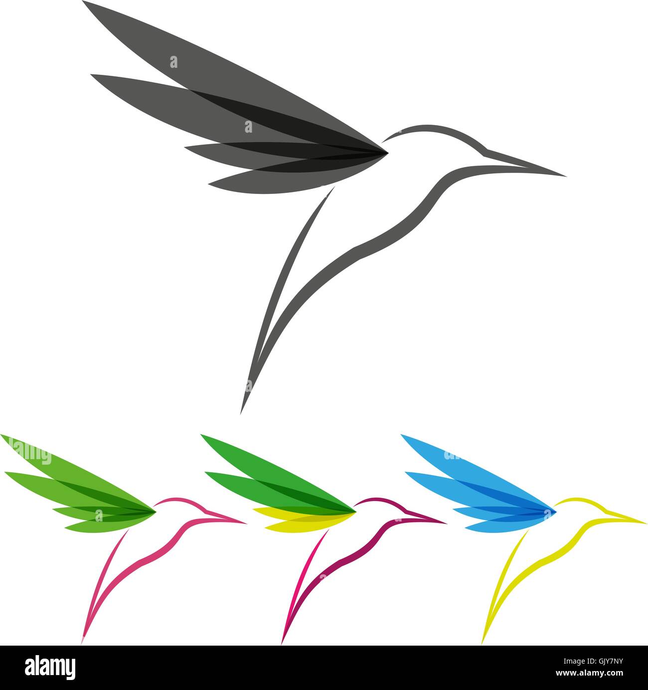 Colibri stylisé de couleur Illustration de Vecteur