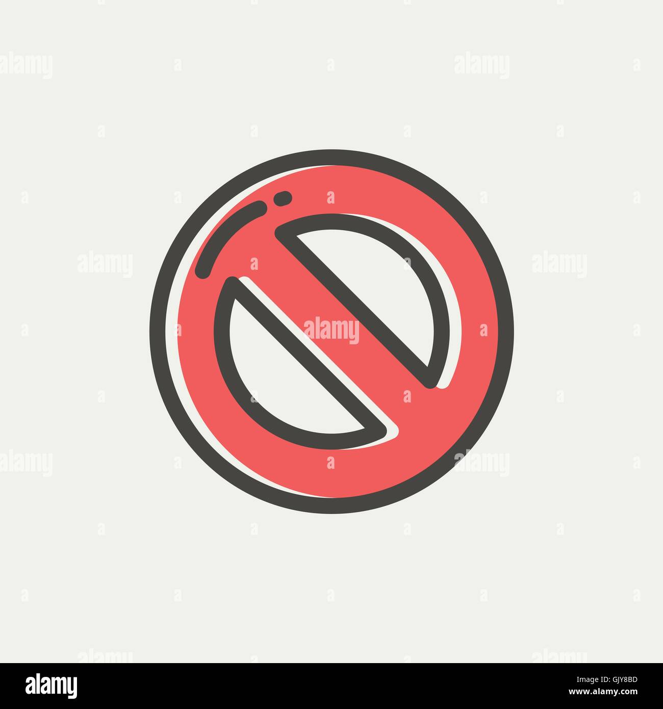 Pas le droit sur l'icône de la ligne mince Illustration de Vecteur