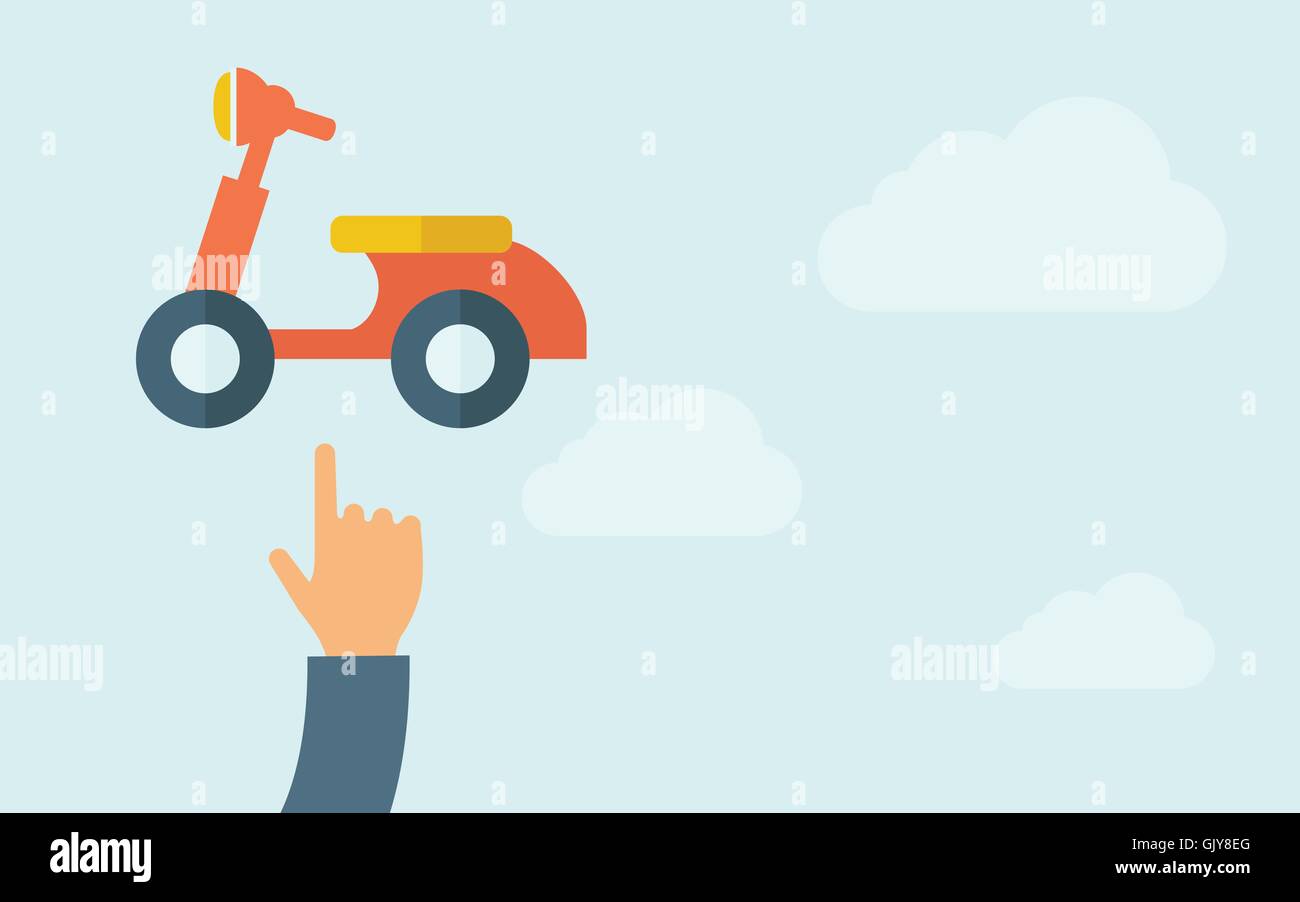 Main pointant à une icône de moto. Illustration de Vecteur