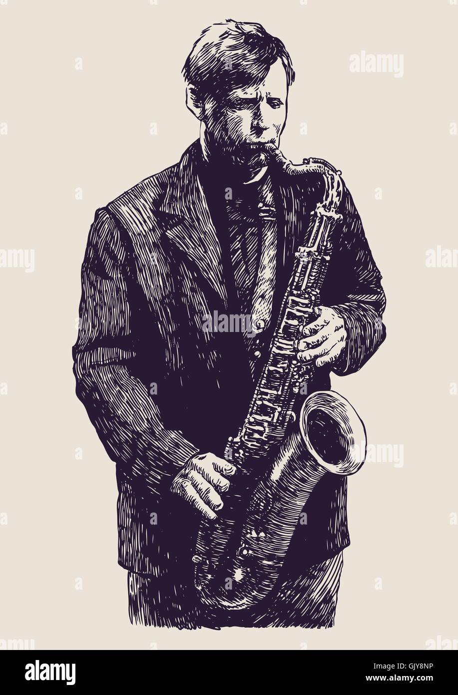 Musicien de jazz Illustration de Vecteur