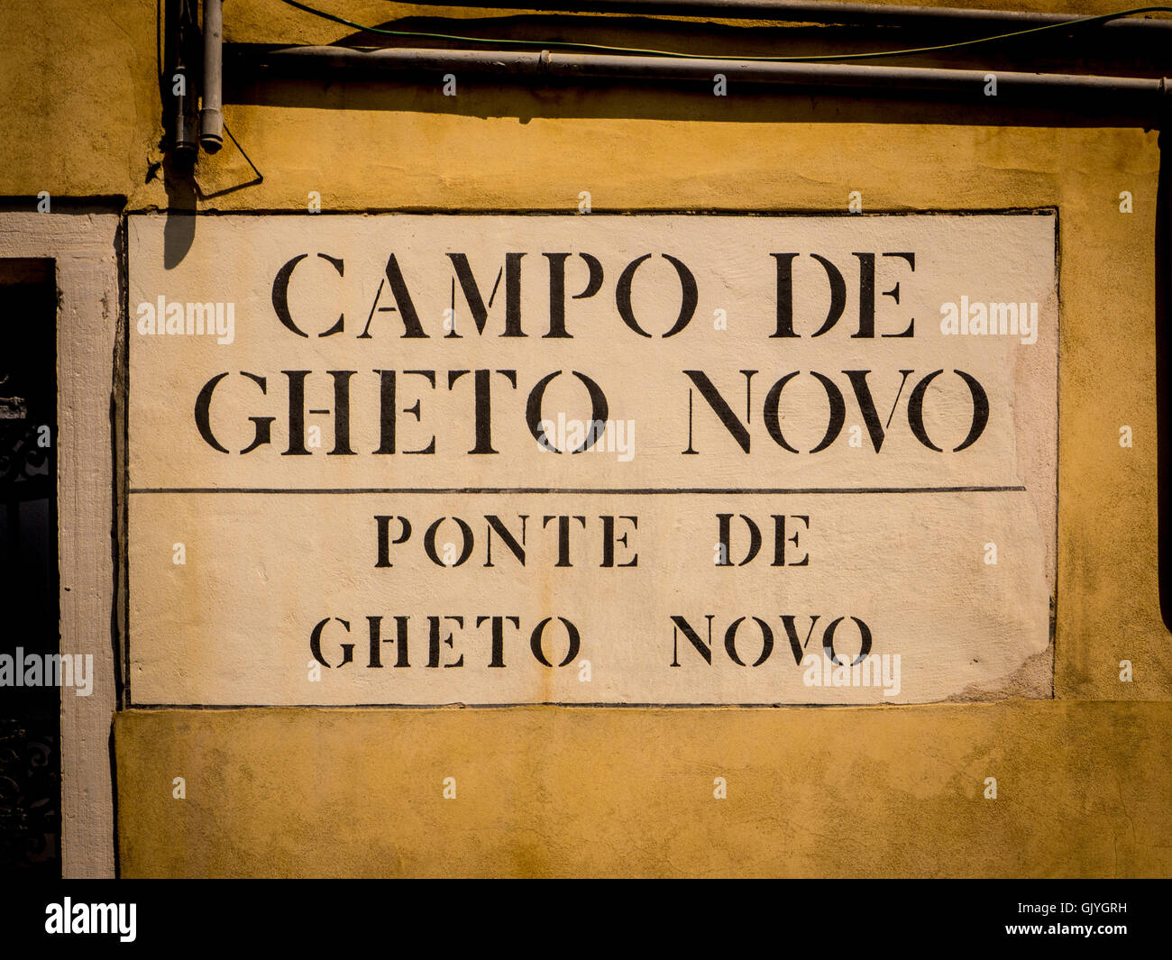 Camp de Gheto Novo signe. Ghetto Juif, Venise, Italie. Banque D'Images