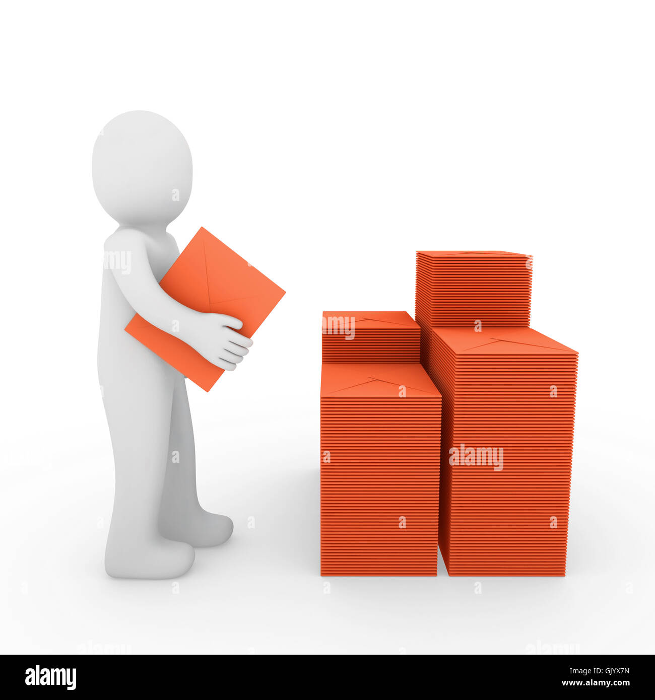 La boîte aux lettres 3d lettre d'orange Banque D'Images