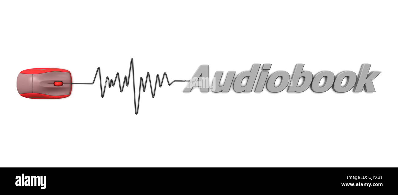 Livre audio Word avec la souris Rouge - Gris Banque D'Images