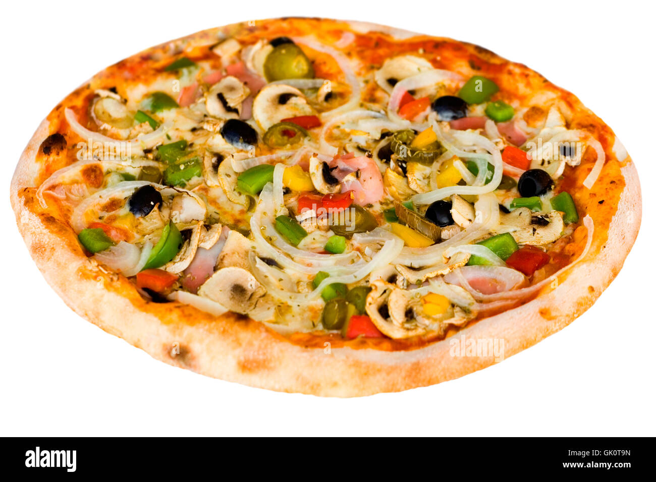Pizza aux champignons,jambon, olives Banque D'Images