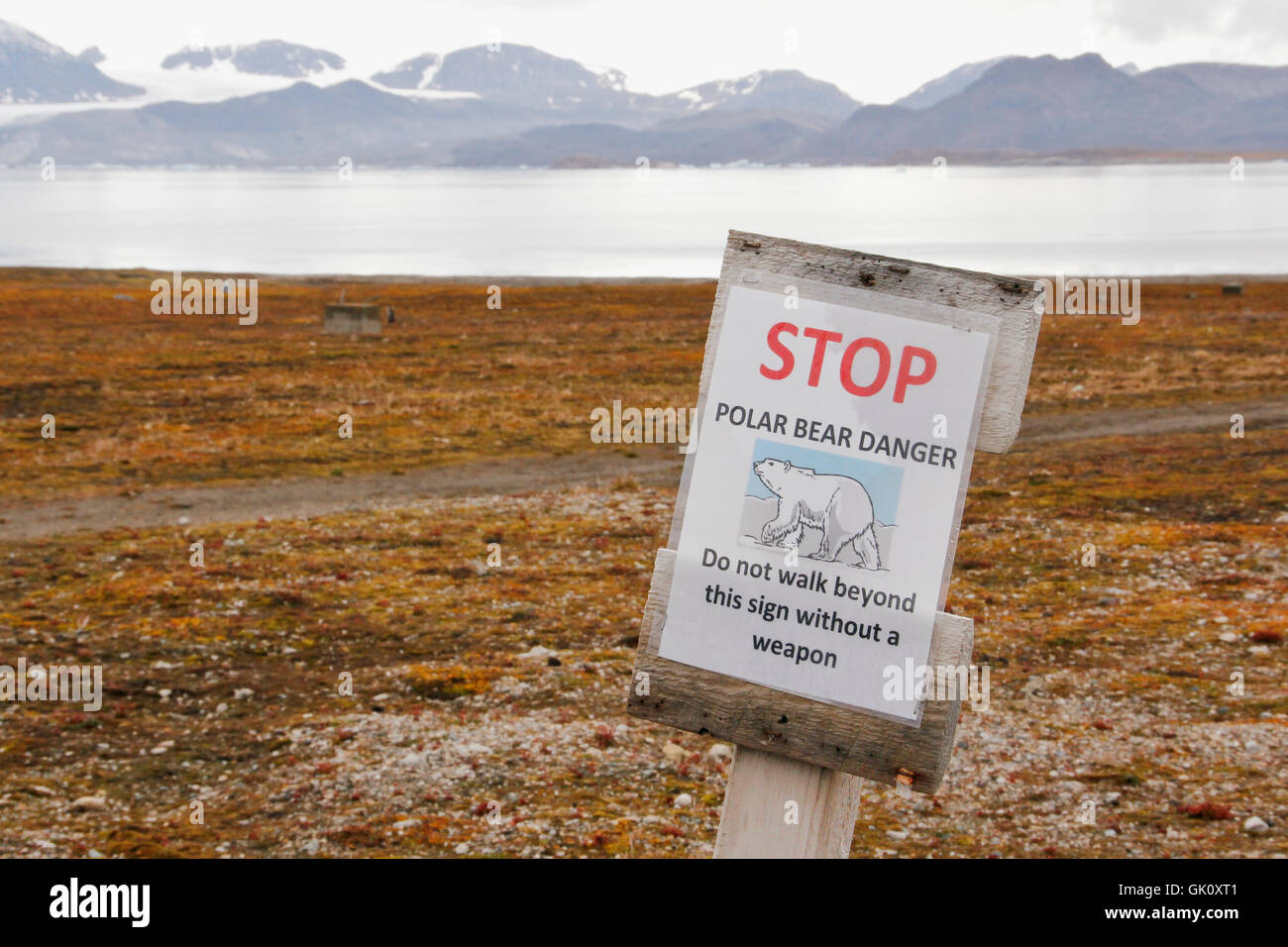 Panneau d'avertissement de l'ours polaire Banque D'Images