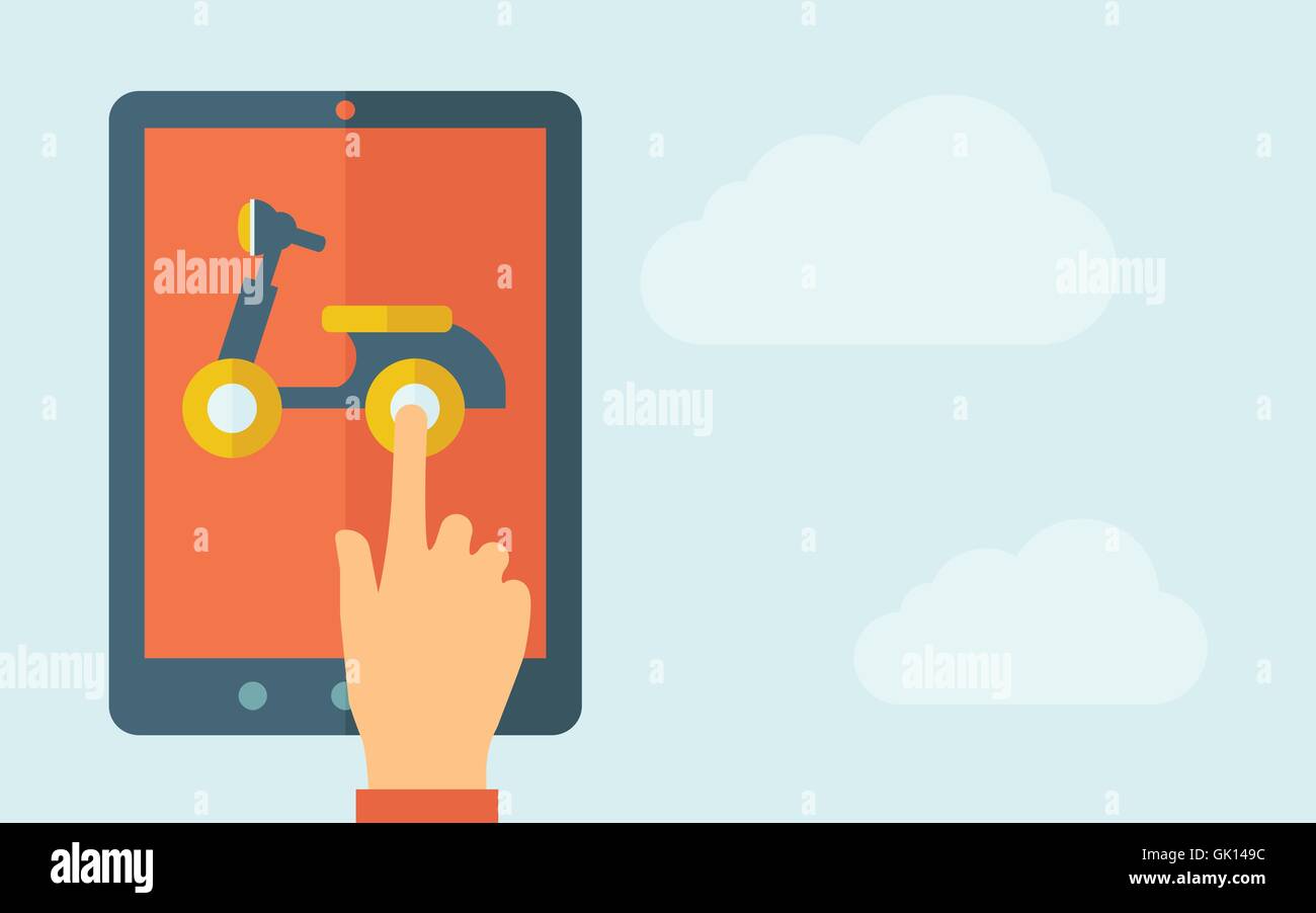 L'écran tactile Tablet avec l'icône de moto Illustration de Vecteur