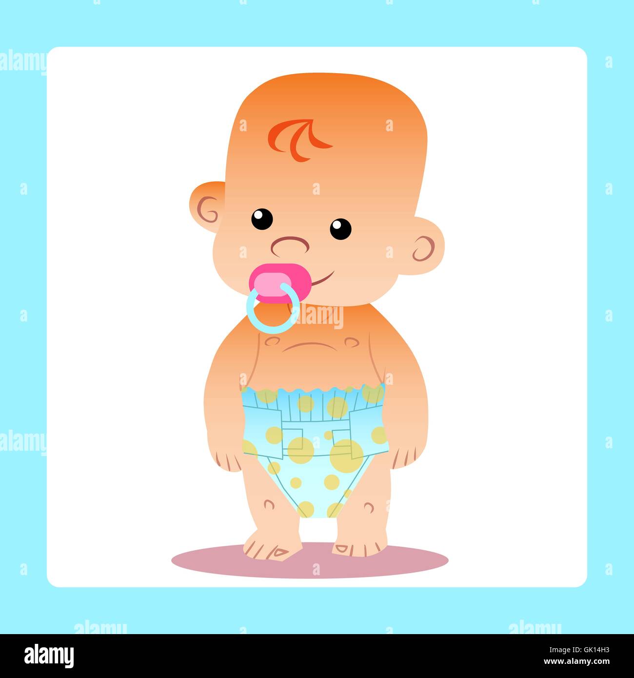 Heureux bébé avec une sucette aux couches Illustration de Vecteur