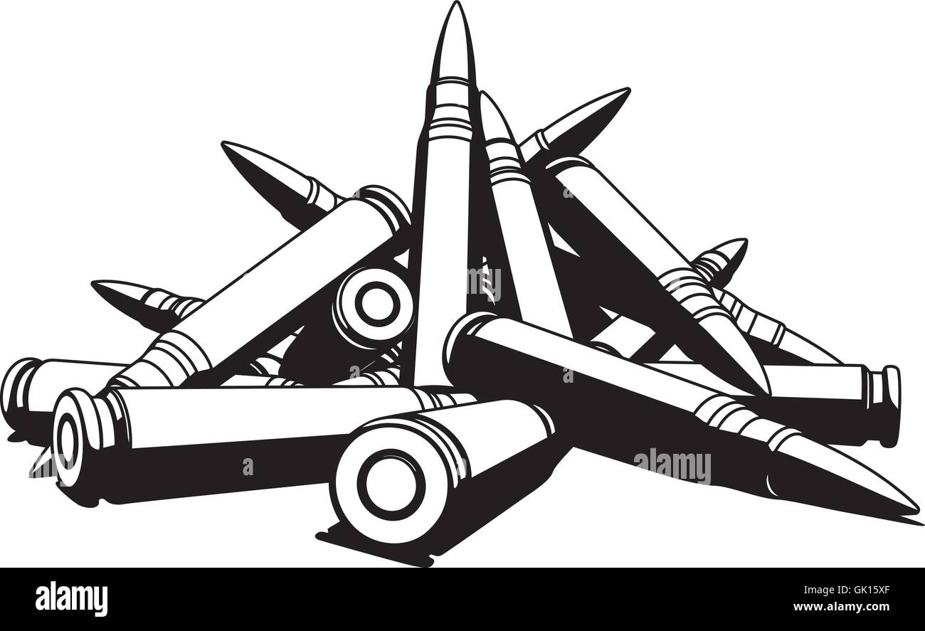 Balles de fusil sur fond blanc Illustration de Vecteur