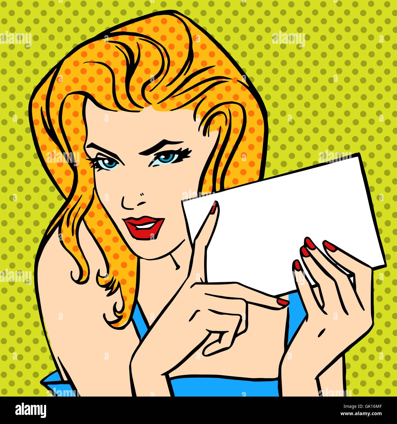 Fille avec lettre Pop art comic vintage en colère Illustration de Vecteur