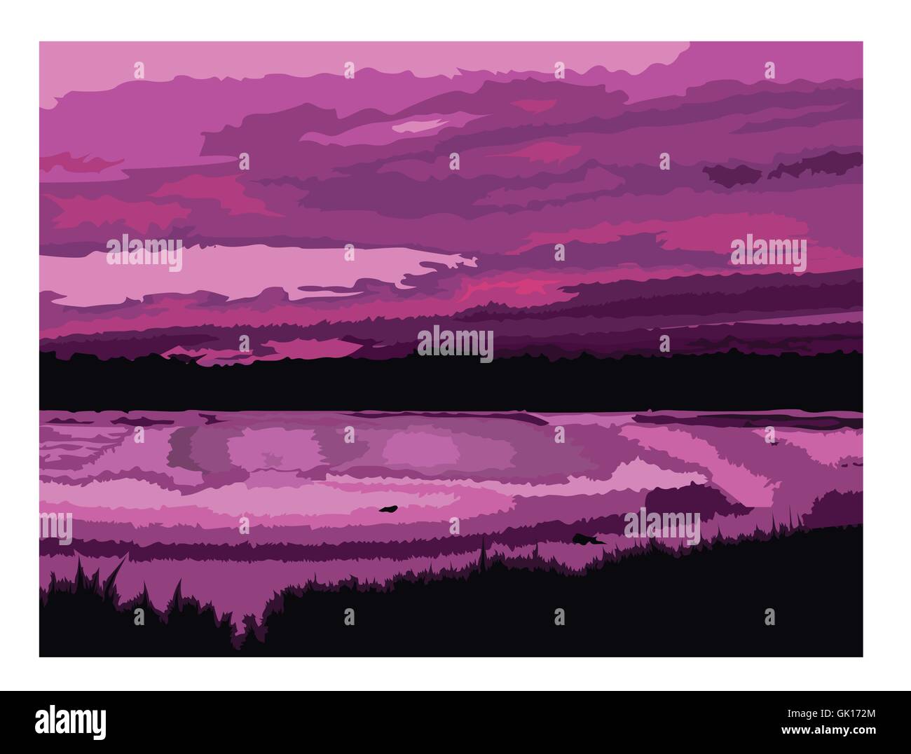 Scène du lac crépuscule Illustration de Vecteur