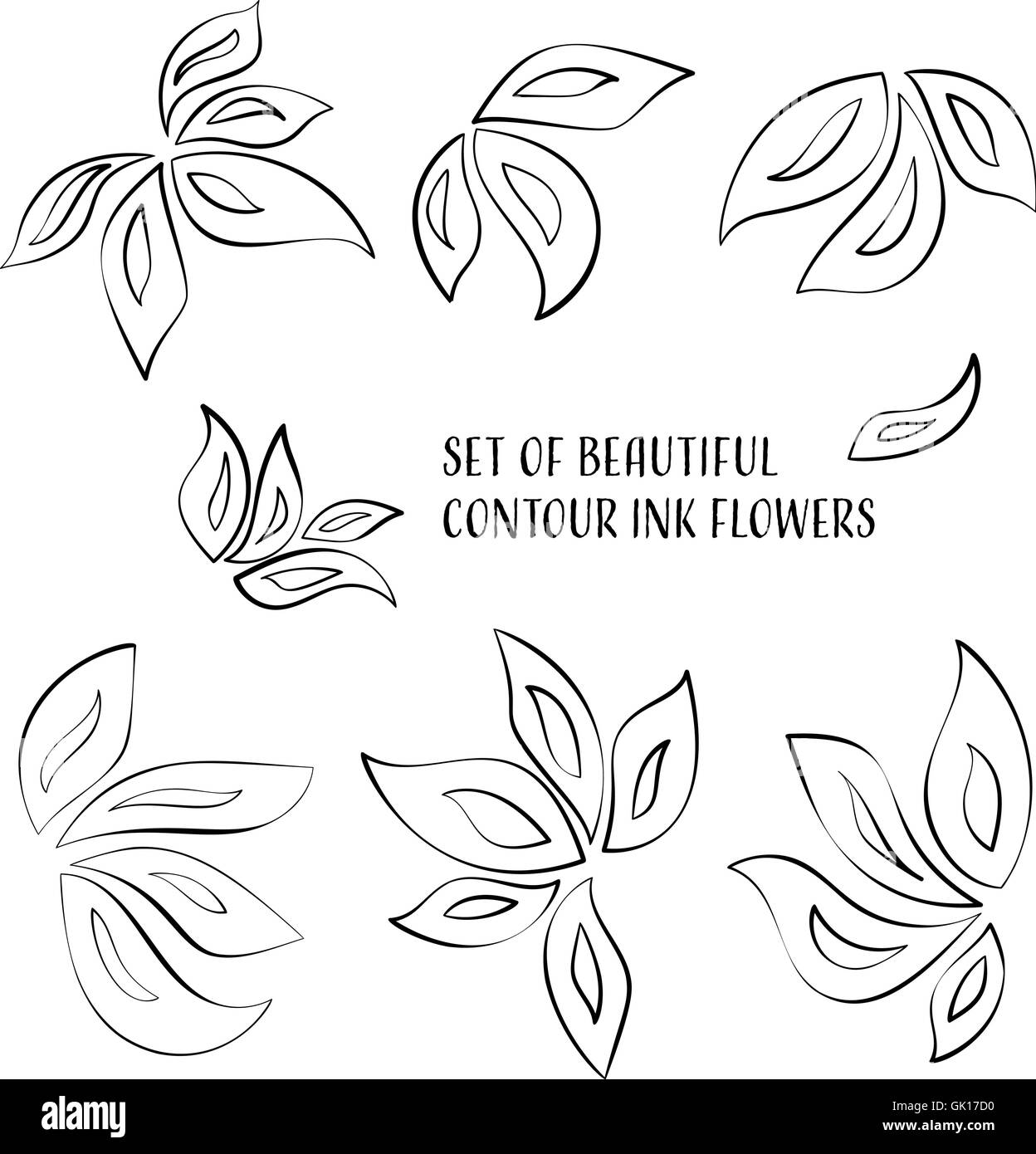 Fleurs d'encre de contour Illustration de Vecteur